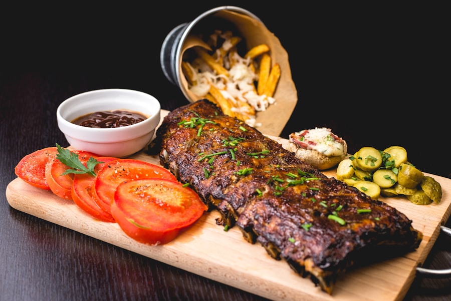 Steak grilled over an open flame